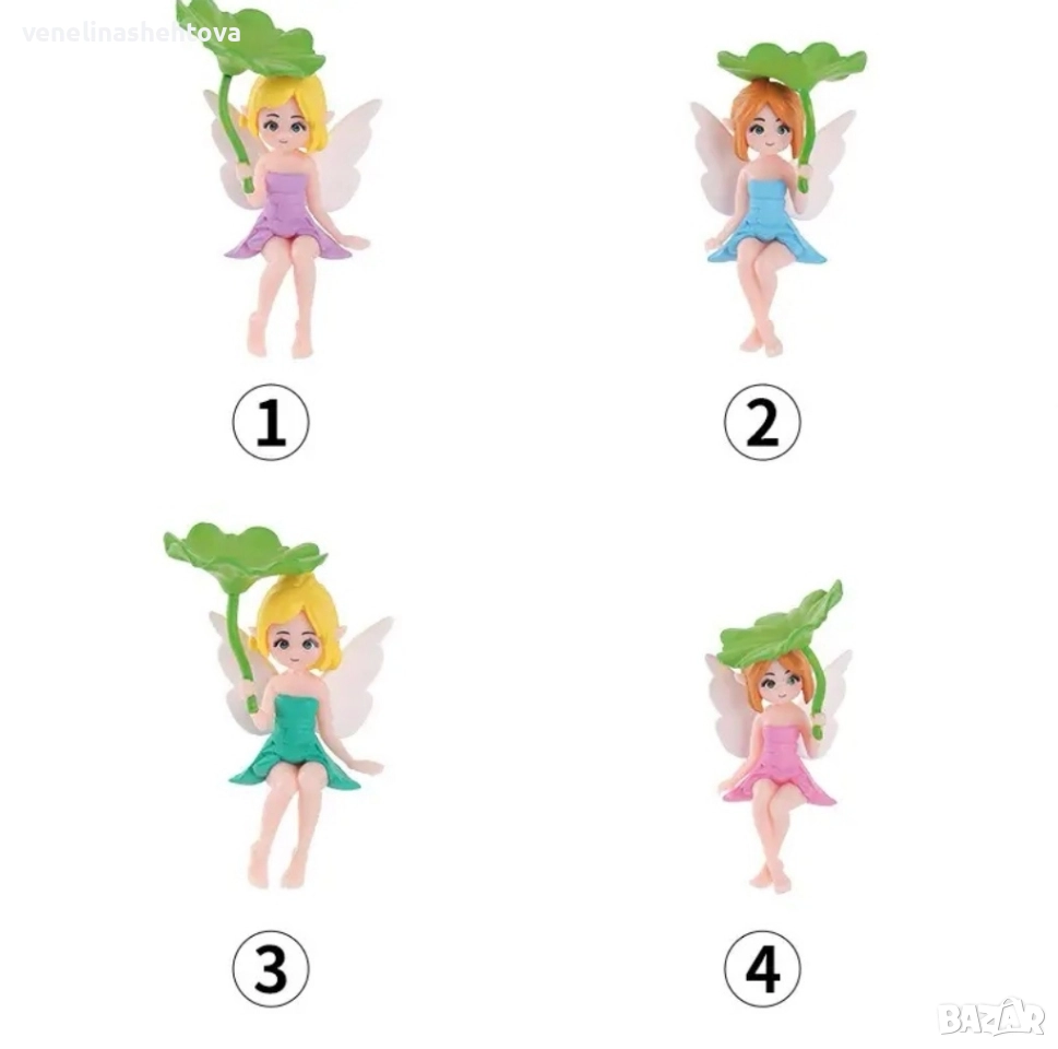 4 броя феи фея с листо фигурки за декорация на торта дома игра , снимка 1