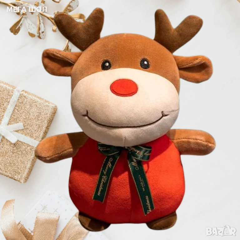 Коледна плюшена играчка 25см – Дядо Коледа или Еленче, снимка 1