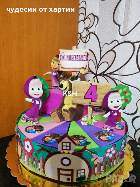 Картонена торта Маша и мечока , снимка 1