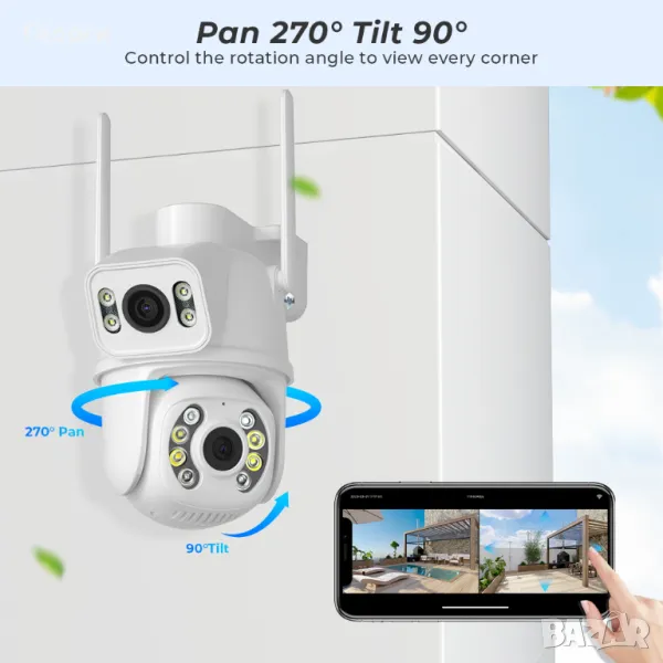 4K HD WiFi PTZ Camera резолюция 2592x2304 auto tracking, снимка 1