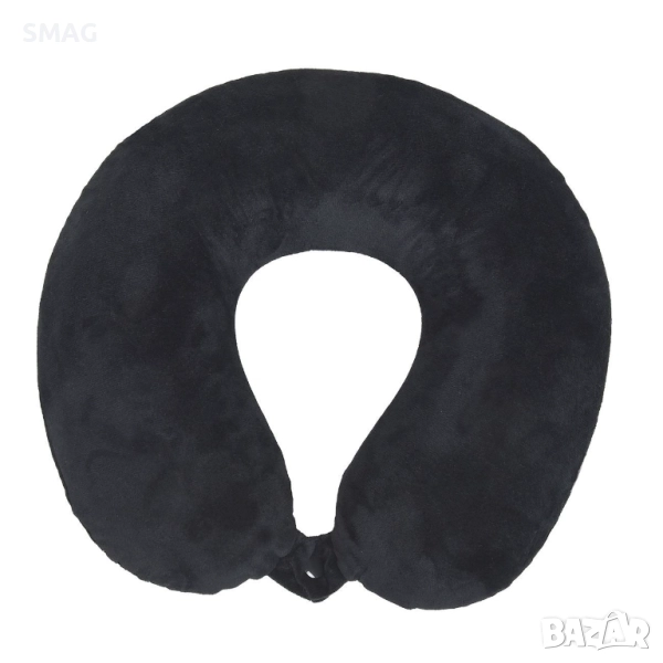 Анатомична пътна възглавница с мемори пяна, черна, 30x30 см_1219165, снимка 1