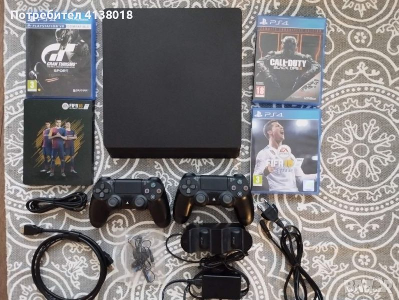 Продавам Sony Playstation 4 Slim Jet Black 2ТВ HDD, v.11.50, като нов, снимка 1