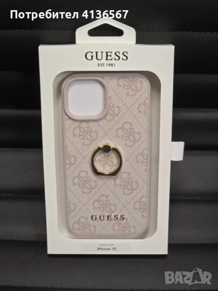 Защитен калъф Guess с метално лого PU, за iPhone13, розов, снимка 1