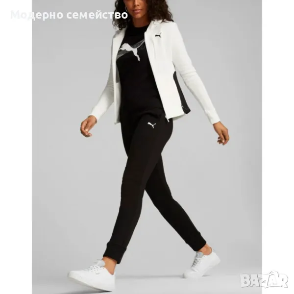 Дамски спортен екип PUMA Classic Hooded Full-Zip Tracksuit White/Black, снимка 1