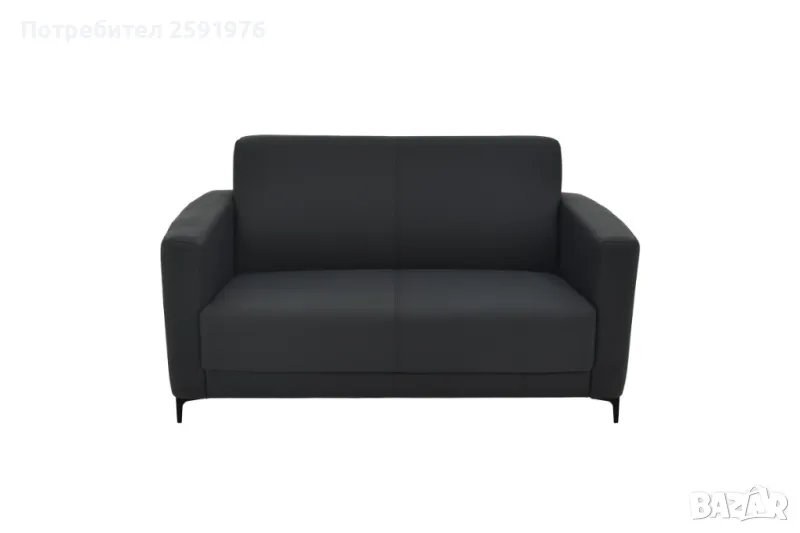 Двуместен диван Puzzle-home Sidica, PU кожа, Черен, 135x78x83см, снимка 1