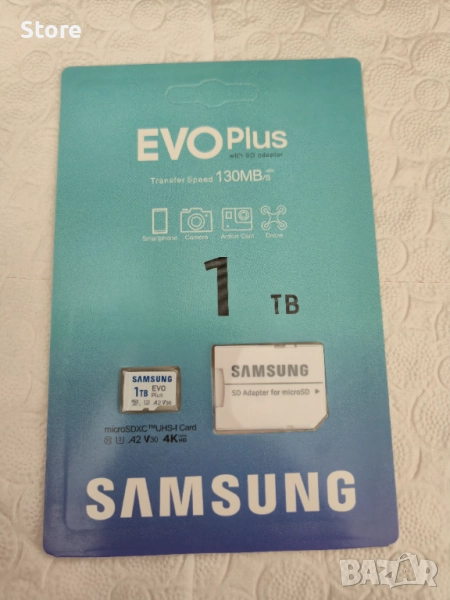 Карта памет Samsung EVO Plus, microSDXC, UHS-I, 1TB, Адаптер, снимка 1