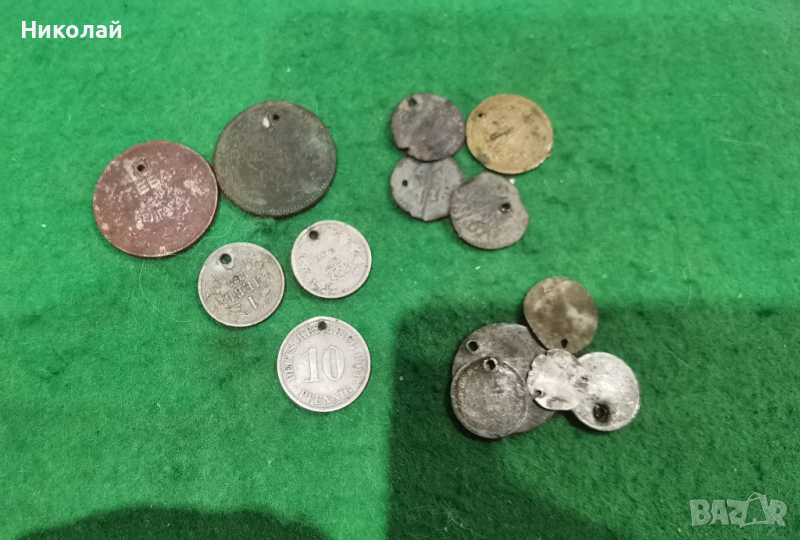 Лот стари сребърни бронзови и медни монети от накит, снимка 1