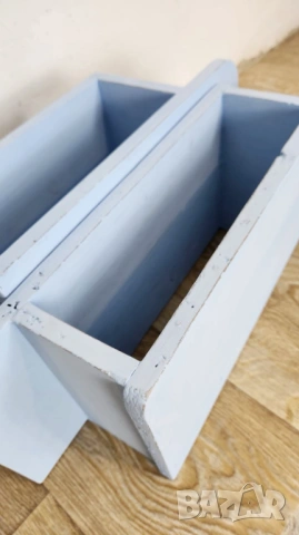 Комплект 2 бр. дървени рафтове светлосини, снимка 2 - Етажерки - 53666936