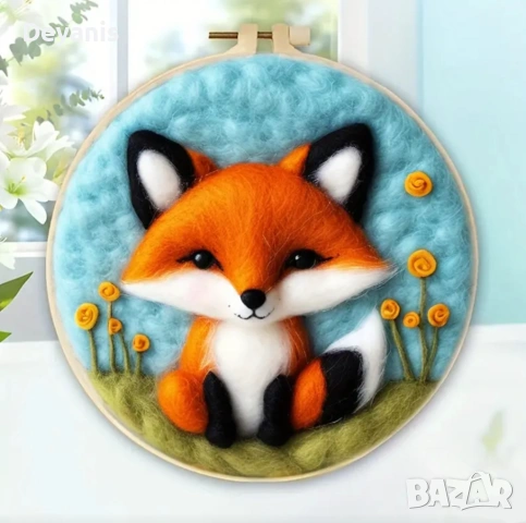 DIY комплект за сухо филцоване- лисиче, подходящ за релаксация или за подарък