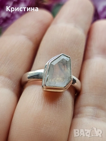 Сребърен пръстен с Лунен камък, снимка 2 - Пръстени - 53905471