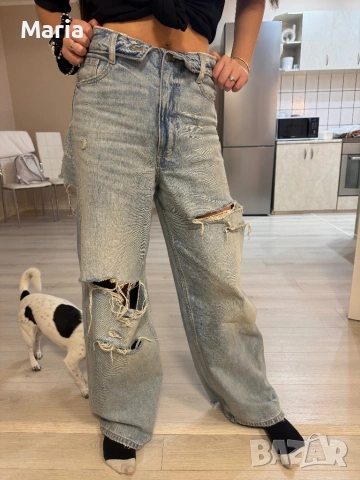 Дънки висока талия с обърнат колан, снимка 6 - Дънки - 53649142