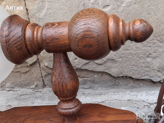 Красива Нощна Лампа за Стена Естествено Дърво Красив Стъклен Абажур Германия, снимка 9 - Други ценни предмети - 53412226