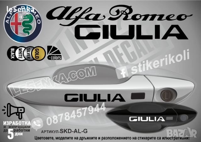 Alfa Romeo GIULIA стикери за дръжки SKD-AL-G