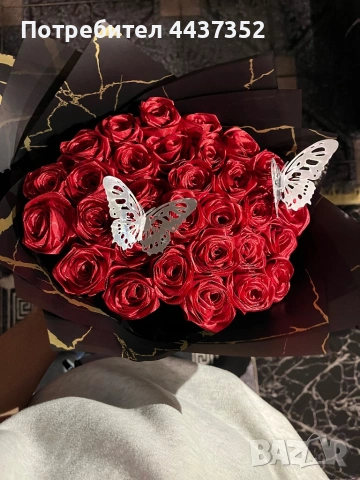 Букети от сатен, снимка 5 - Изкуствени цветя - 54112734