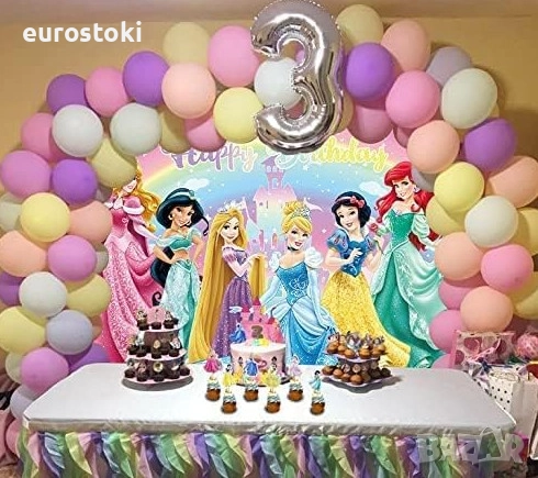 Фон за снимка "Честит Рожден ден на Принцеса", фотографски фон за Рожден ден за момичета, снимка 2 - Чанти, стативи, аксесоари - 52506671