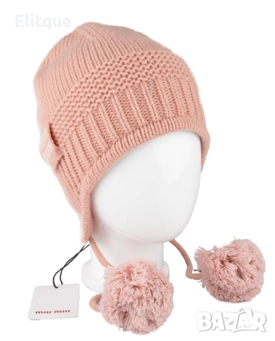 зимни плетени шапки miu miu , снимка 4 - Шапки - 52612421