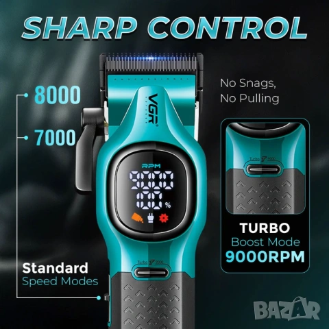 Професионална машинка за подстригване VGR V-886C GOLD / GREEN, снимка 8 - Машинки за подстригване - 54142127