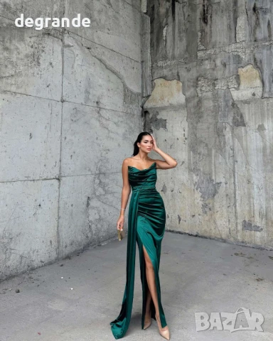 Сатенена дамска рокля налична в черно червено зелено и синьо, снимка 3 - Рокли - 50969066