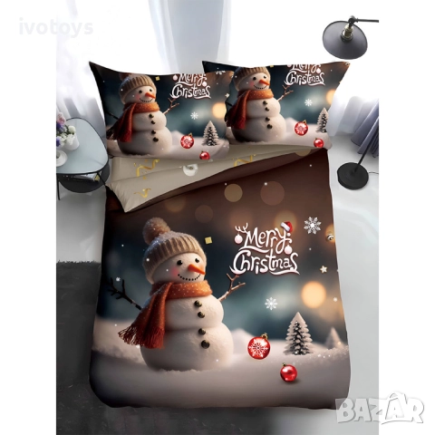 Двулицево коледно спално бельо, размер за приста (Реално изображение), 4 части - WS17350
