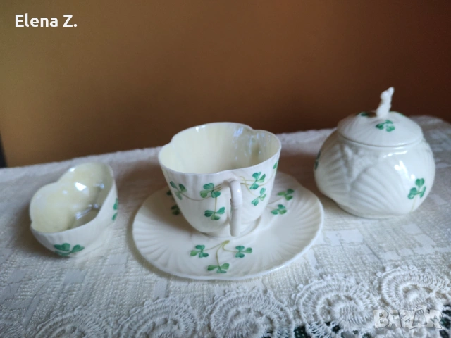 Комплект ръчно изработени съдове Belleek Ирландия - 3, снимка 12 - Декорация за дома - 53656486