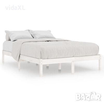 vidaXL Рамка за легло, бяла, борово дърво масив, 200x200 см（SKU:810103