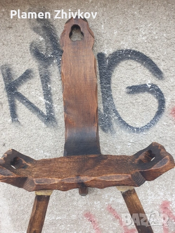 Трикрако дървено столче Много красива майсторска изработка ., снимка 4 - Декорация за дома - 53411308