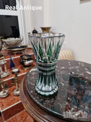 Превъзходна антикварна колекционерска белгийска кристална ваза Val Saint Lambert , снимка 7 - Вази - 51040147