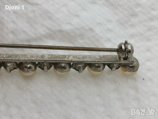 Винтидж сребърна брошка с перли , снимка 4 - Антикварни и старинни предмети - 53179203