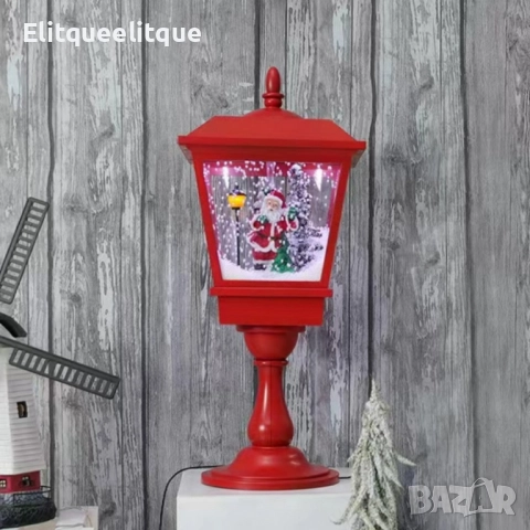 Декоративна коледна лампа Дядо Коледа с падащ сняг и мелодия 