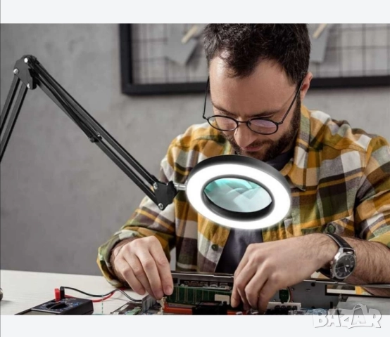 Лампа с лупа увеличително стъкло работна настолна