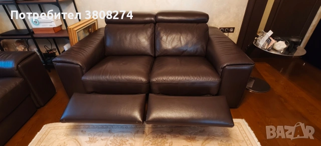 Италиански кожени дивани с релакс механизъм 2 броя , снимка 3 - Дивани и мека мебел - 53780578