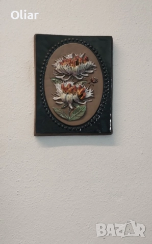 Прекрасна винтидж картина за стена от керамика. , снимка 2 - Пана - 52241141