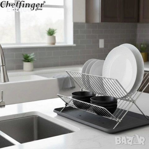 Двуетажен сушилник за съдове Cheffinger от неръждаема стомана с тава за отцеждане , снимка 2 - Съдове за готвене - 53179918