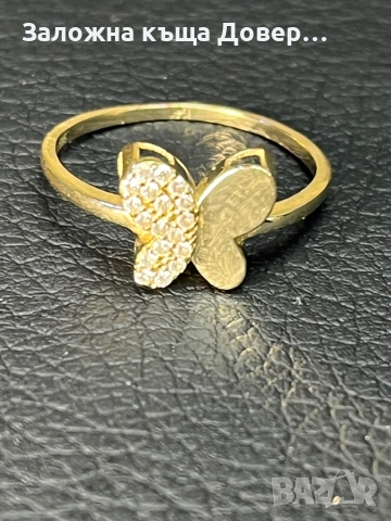 Златен пръстен уникален пеперуда ЧИСТО НОВ Gold prasten zlaten zlato, снимка 8 - Пръстени - 53100617