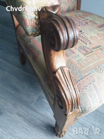 Винтидж кресло/голям масивен дървен стол/ръчна дърворезба, снимка 3 - Антикварни и старинни предмети - 46514432