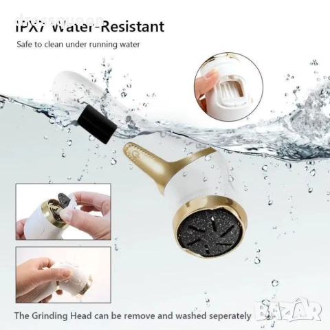 4826 Луксозна електрическа пила за пети – Бял гланц и злато, снимка 3 - Електрически пили за пети - 53663884