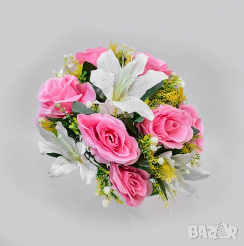 Елегантна колекция от изкуствени букети с лилии и рози, снимка 7 - Други стоки за дома - 52137804