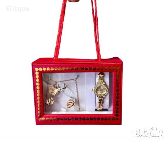 Луксозен дамски комплект часовник с бижута 4в1, идеалният подарък за изискани дами, снимка 5 - Бижутерийни комплекти - 52596649