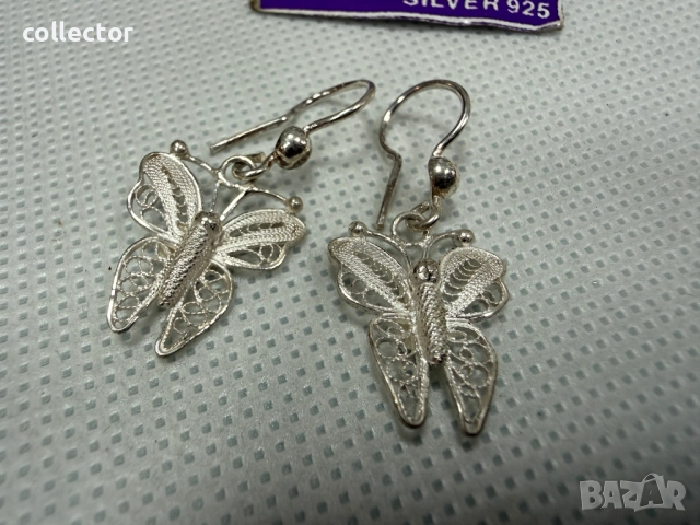 Сребърни обеци "Пеперуди" - Филигранн. №7785, снимка 3 - Обеци - 52881967