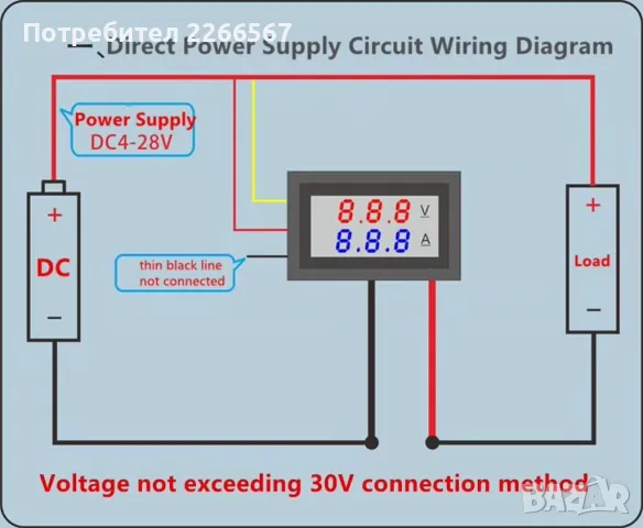 Мини LED индикатори за напрежение и ток - волтметър и амперметър, снимка 4 - Друга електроника - 49874040
