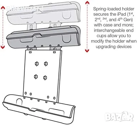 Пружинен държач закрепва iPad (1-во, 2-ро, 3-то и 4-то поколение) НОВ, снимка 3 - Друга електроника - 46952840