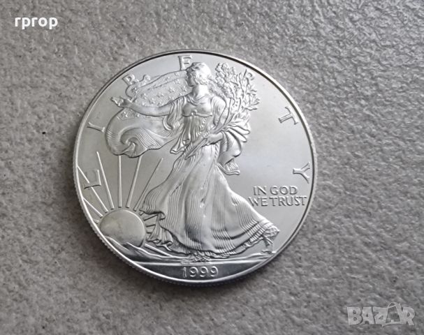 САЩ.  1 сребърен долар. 1999 година.  Американски сребърен орел  Сребро 0.999 ., снимка 4 - Нумизматика и бонистика - 45186140