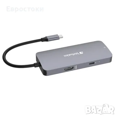 USB хъб Verbatim USB-C Pro Multiport Hub 5-in-1 с адаптер USB-C към HDMI, RJ45, USB-A и USB-C PD, снимка 2 - Кабели и адаптери - 47427164