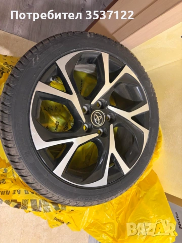 Продавам комплект оригинални (OEM) джанти за Toyota C-HR 18 цола с чисто нови гуми
