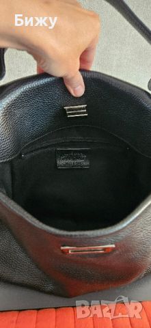 Дамска чанта от естествена кожа цвят черен , снимка 4 - Чанти - 45769386
