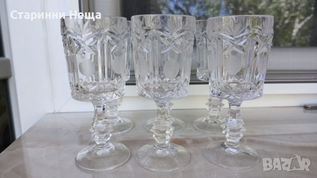 стар кристал чаши за вино , снимка 3 - Антикварни и старинни предмети - 45279539