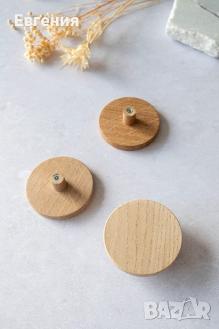 Кръгли закачалки за стена от Дъб масив, снимка 3 - Закачалки - 52056583