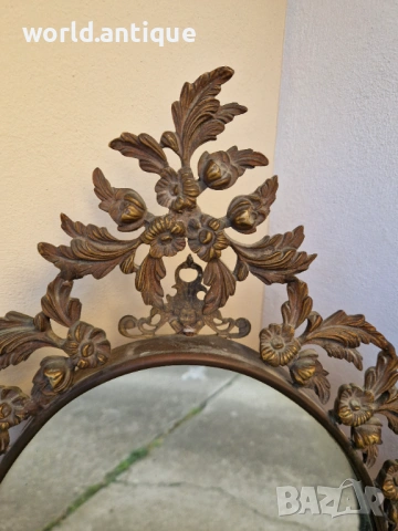 Уникално антикварно френско бронзово огледало , снимка 7 - Антикварни и старинни предмети - 53757353