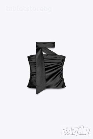 ZARA нова стилна , сатенирана блуза тип шал с драперия ,размер S, снимка 5 - Корсети, бюстиета, топове - 52348671