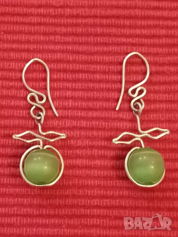 Нефритени обеци, Ябълки. , снимка 3 - Обеци - 49282648